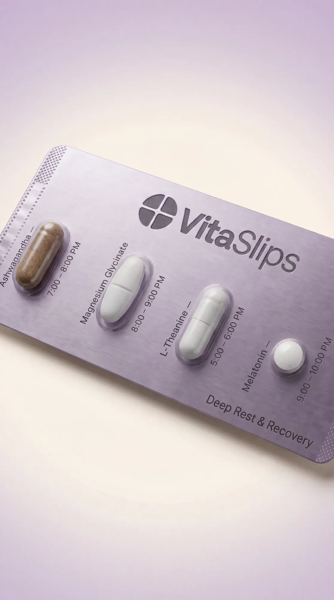 Deep Rest & Recovery — VitaSlips timed slip vs bottle clutter and one-size multivitamins