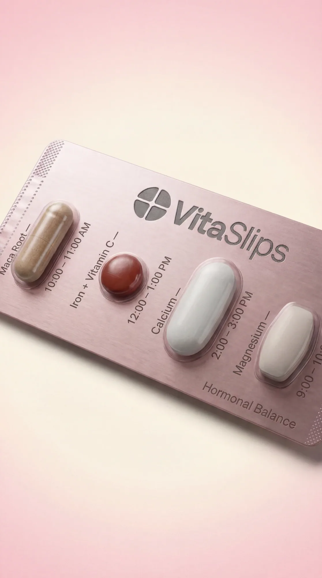 Hormonal Balance — VitaSlips timed slip vs bottle clutter and one-size multivitamins